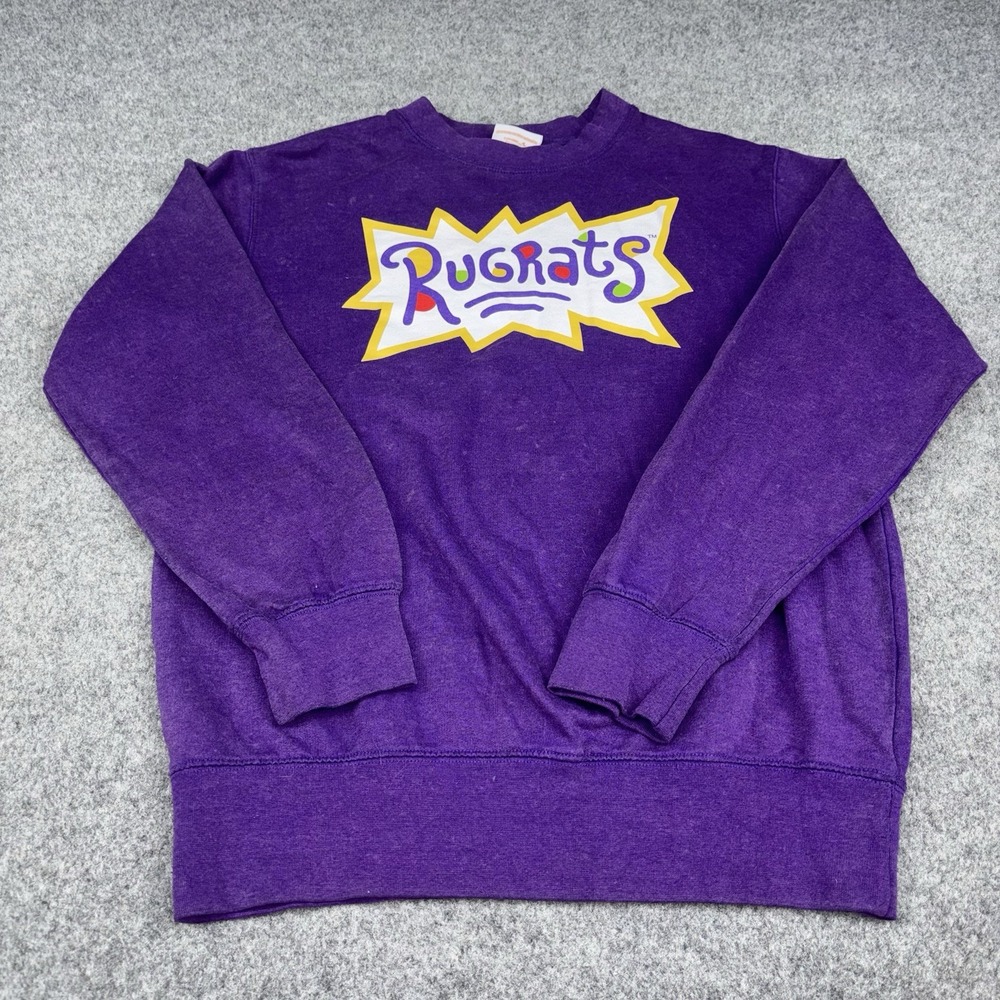Rugrats Shirt Women's Small Purple Long Sleeve Nickelodeon Cartoon Y2K Spellout